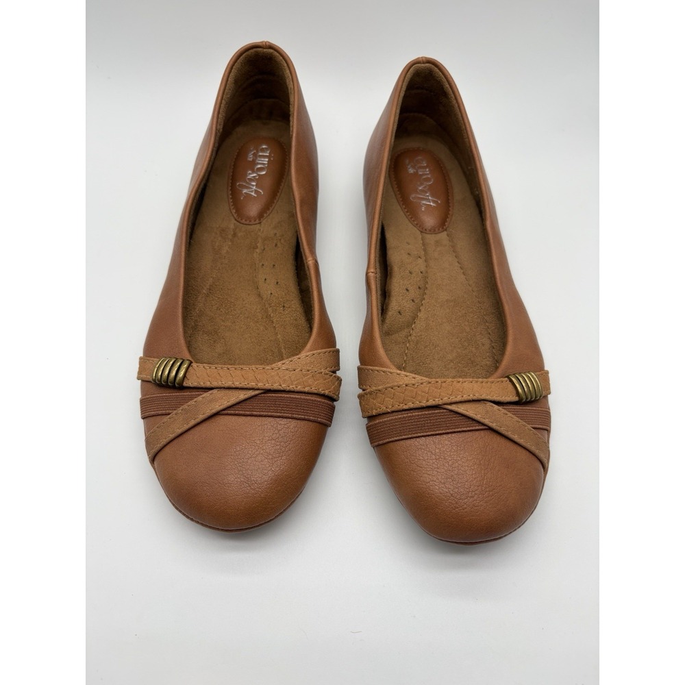 EuroSoft, By Sofft,  Shianna Flat, Brown Tan, Size 7, NWOB